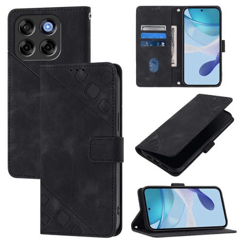 Funda de Piel Sintética con Relieve para ZTE Blade V70 Vita Nubia V70 (Negra)