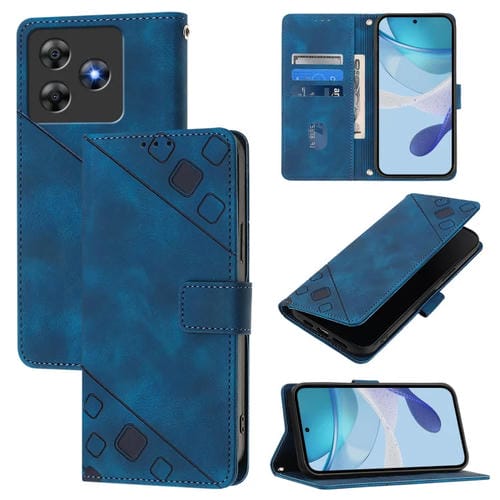 Funda de Cuero con Relieve para Teléfono BlackView Wave 8C (Azul)