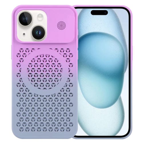 Funda MagnĂ©tica para iPhone 15 con Aromaterapia y Enfriamiento de Panal (Gris PĂșrpura) - MOVILSTORE
