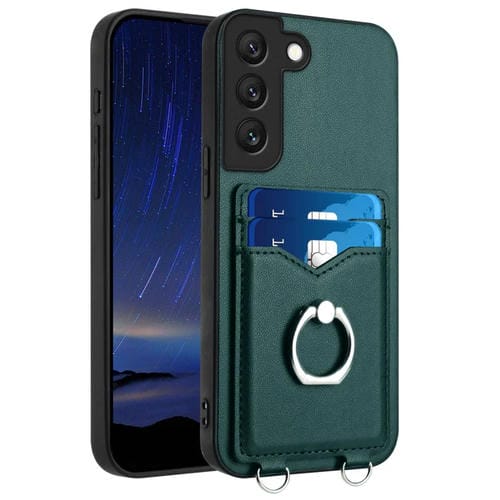 Estuche para Teléfono Samsung Galaxy S22 + 5G R20 con Soporte para Tarjeta y Anillo (Verde)