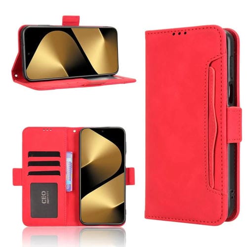 Funda de piel con textura de becerro y ranuras para tarjetas para Huawei Pura 80 Ultra 5G (roja)