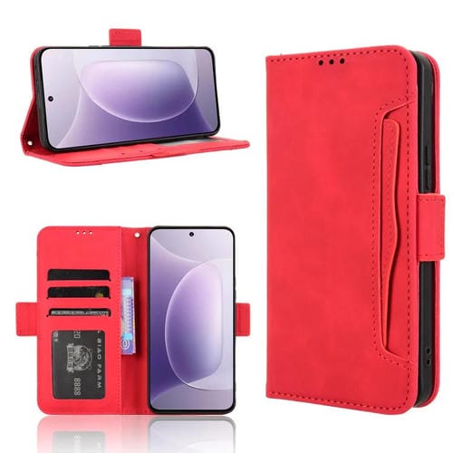 Funda de Piel Textura Becerro con Ranuras para Tarjetas para Honor 300 5G (Roja)