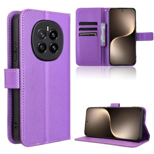 Funda de Cuero con Textura de Diamante para Honor Magic7 (Morado)