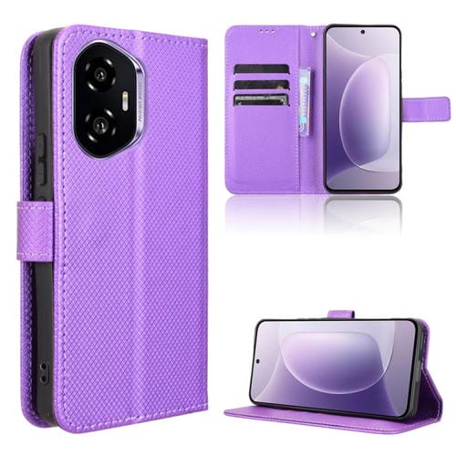 Funda de Cuero con Textura de Diamante para Honor 300 5G (Morada)
