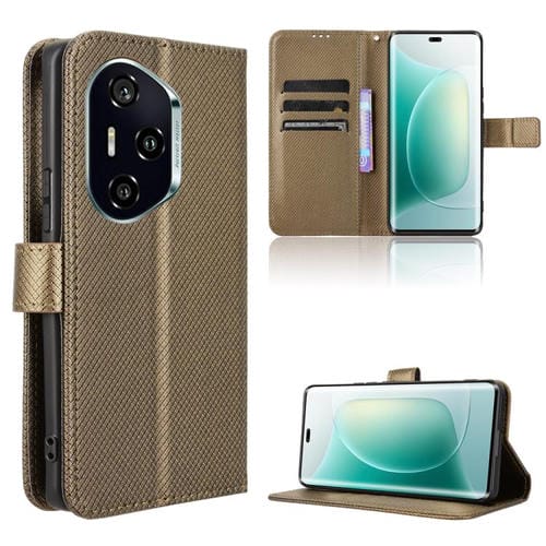 Funda de Cuero con Textura de Diamante para Honor 300 Pro 5G y 300 Ultra 5G (Marrón)