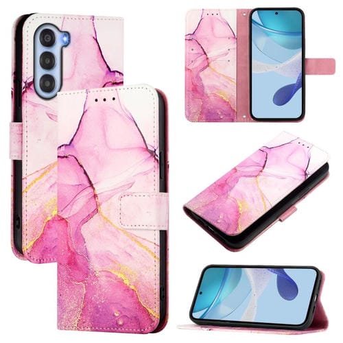Funda de Cuero con Tapa para ZTE Nubia S 5G A403Zt Pt003 Diseño Mármol (Rosa, Morado y Dorado)
