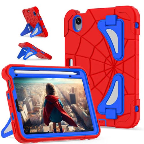 Funda Protectora para iPad Mini 2024 y Mini 6 Silicona y Policarbonato a Prueba de Golpes (Rojo y Azul)