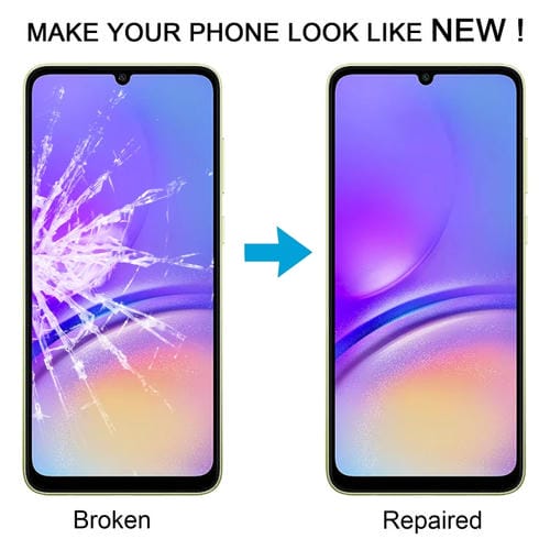 Obiettivo in vetro esterno Samsung Galaxy A05 SM-A055F Schermo frontale con adesivo OCA (10 pezzi)