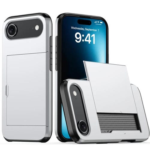 Funda protectora a prueba de golpes para iPhone 17 Air con ranura para tarjetas (plateada)