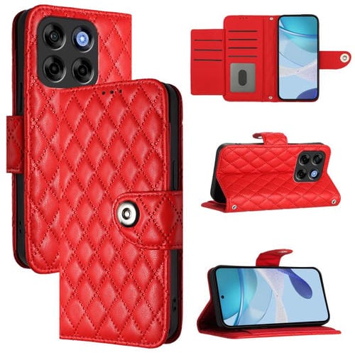 Funda de Cuero con Tapa para ZTE Blade V70 Vita Nubia V70 Diseño Rómbico (Rojo)