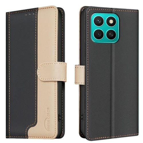 Funda de Cuero Antirrobo RFID para Honor X8C 4G (Negro) a Juego con Color