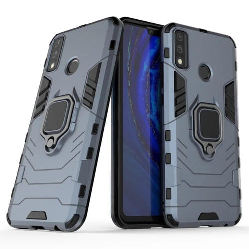 Para Huawei Y8s Funda protectora PC + TPU a prueba de golpes con soporte de anillo magnético (azul marino)