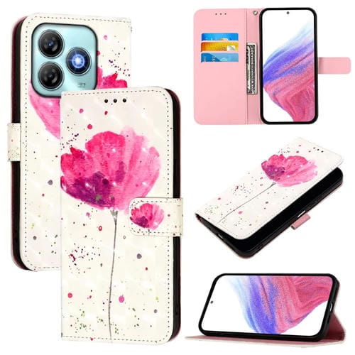 Funda de Cuero con Tapa Horizontal y Pintura 3D para ZTE Blade A75 4G (Flor)
