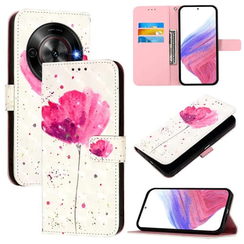 Funda de Cuero con Tapa Horizontal y Pintura 3D para ZTE Blade A75 5G Nubia Focus (Flor)
