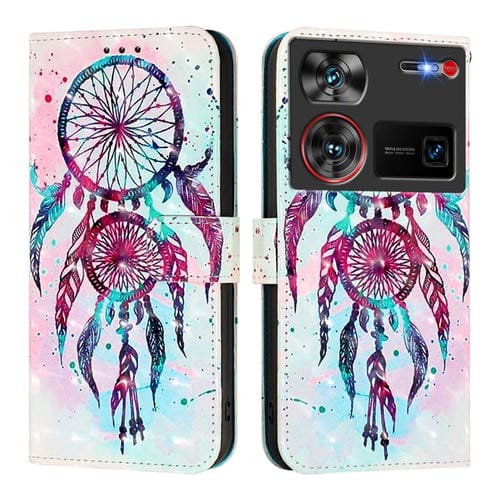 Funda de Cuero con Tapa Horizontal para ZTE Nubia Z60 Ultra con Pintura 3D (Campanas de Viento Color)