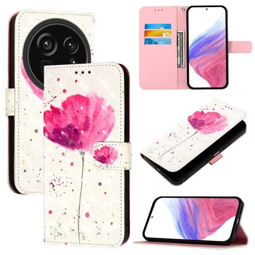 Funda de Cuero con Tapa Horizontal y Pintura 3D para Sharp Aquos R9 Pro Sh-54E (Flor)