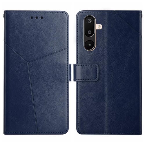 Funda de cuero con tapa y diseño en forma de Y para Samsung Galaxy M36 5G (azul)