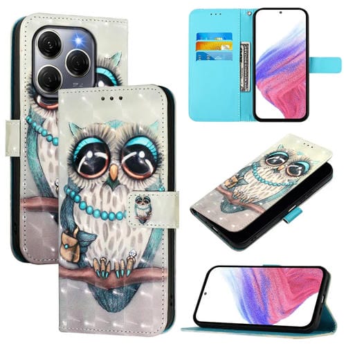 Funda de Cuero con Tapa Horizontal y Pintura 3D para Tecno Spark 20 Pro 5G (Gris)