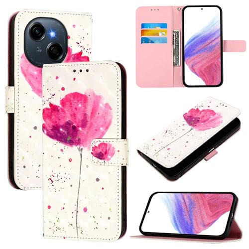 Funda de Cuero con Tapa Horizontal y Pintura 3D para Tecno Spark Go 1/Go 2025 (Flor)
