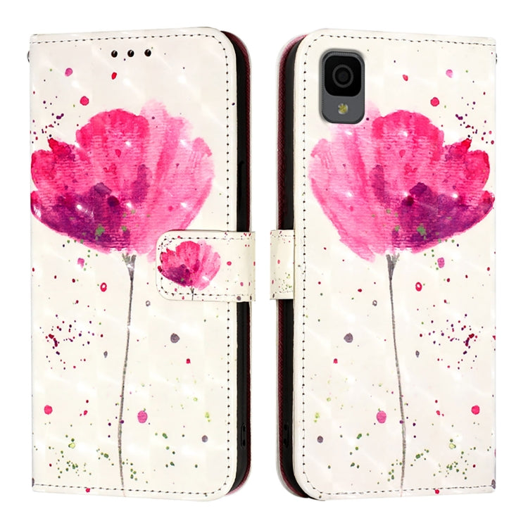 Funda de Cuero con Tapa Horizontal para TCL 30Z T602Dl con Pintura 3D (Flor)