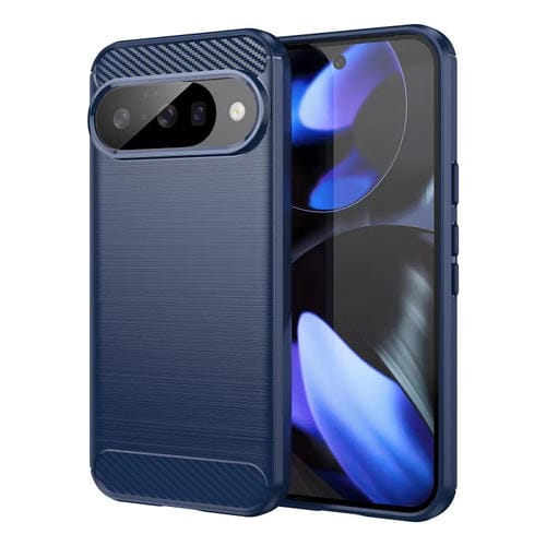 Funda TPU Textura Cepillada Fibra de Carbono para Google Pixel 10 Pro (Azul)