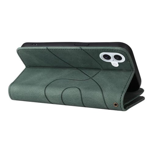 Funda de cuero con cremallera para iPhone 17, bicolor, con 9 ranuras para tarjetas (verde)