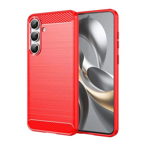 Funda de TPU con textura cepillada de fibra de carbono para Samsung Galaxy S25 FE 5G (roja)