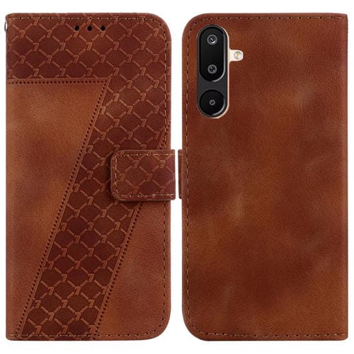 For Samsung Galaxy M16 5G / F16 5G / M36 5G Seven-shaped Embossed Leather Phone Case(Brown)