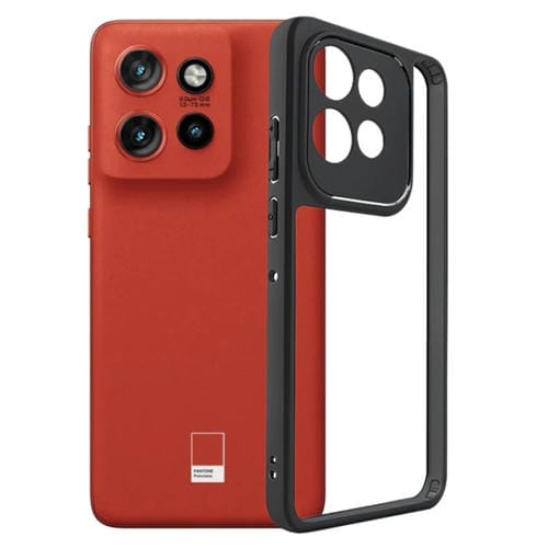 Funda para Motorola Edge 50 Neo de TPU Esmerilado y PC Transparente (Negra)