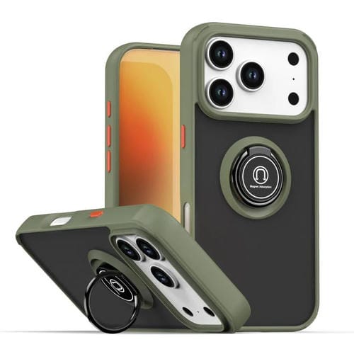 Funda de TPU + PC con aro para iPhone 17 Pro Q Shadow 1 Series (verde militar)
