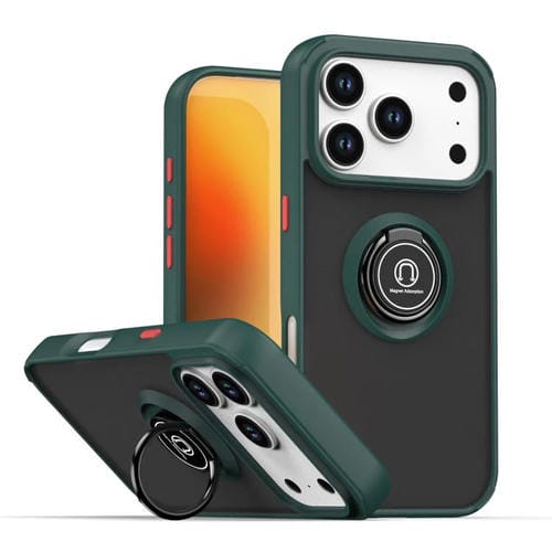 Funda de TPU + PC con aro para iPhone 17 Pro Q Shadow 1 Series (verde oscuro)