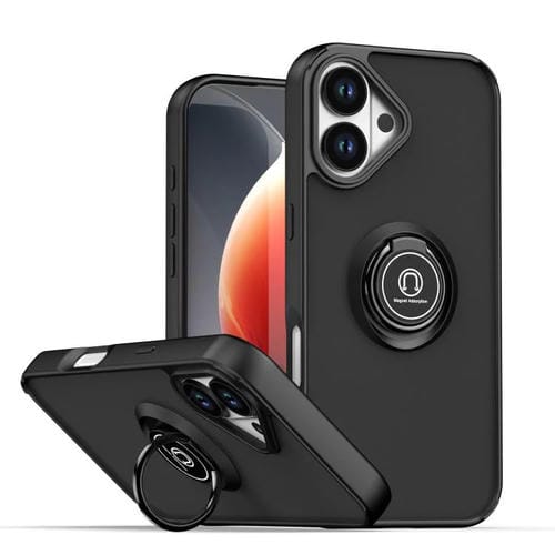 Funda de TPU + PC con anillo para iPhone 17 Q Shadow 1 Series (Negro + Negro)