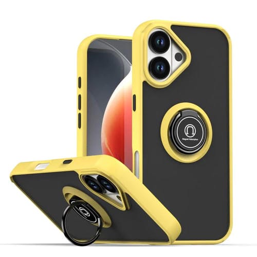 Funda de TPU + PC con anillo para iPhone 17 Q Shadow 1 Series (amarilla)