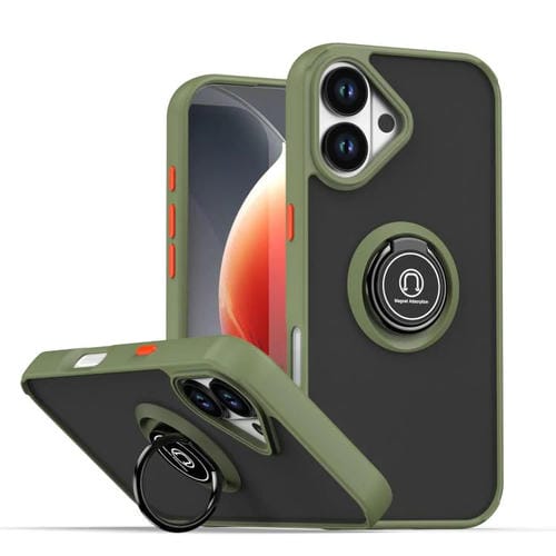 Funda de TPU + PC con aro para iPhone 17 Q Shadow 1 Series (verde militar)