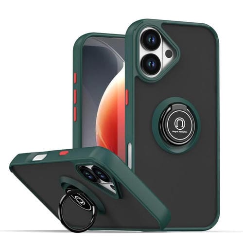 Funda de TPU + PC con aro para iPhone 17 Q Shadow 1 Series (verde oscuro)