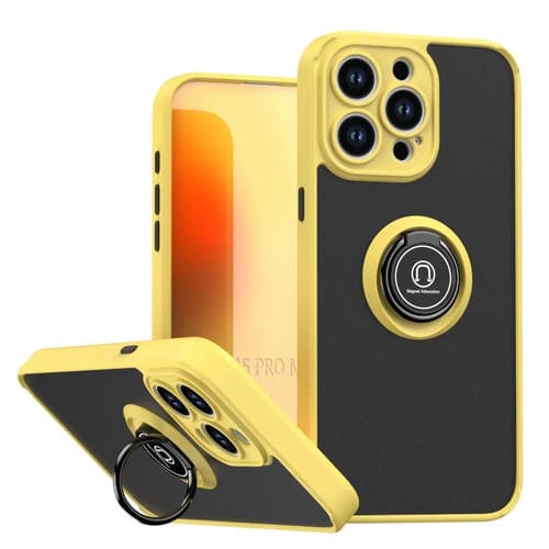 Funda de TPU + PC con anillo para iPhone 15 Pro Max Q Shadow 1 Series (amarilla)