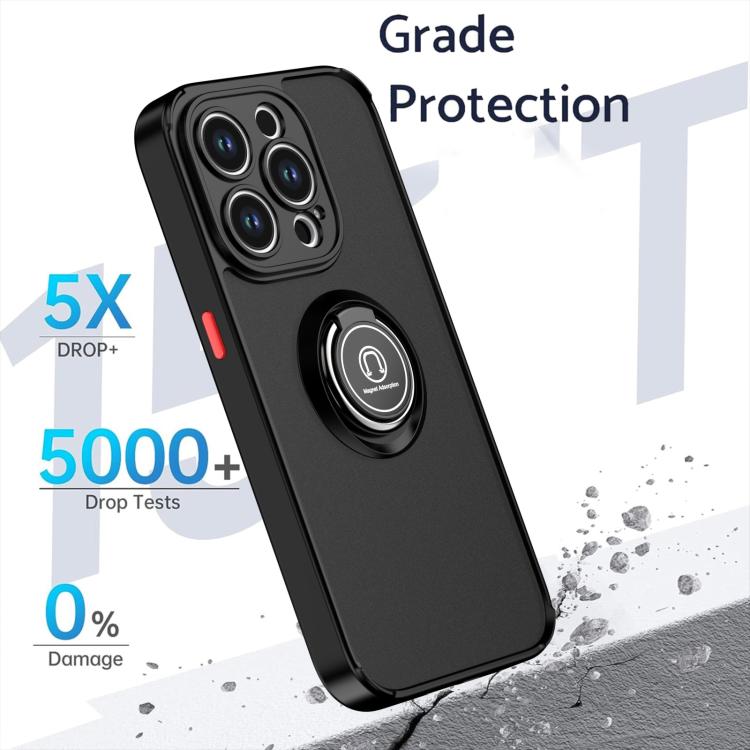 Funda de TPU + PC con anillo para iPhone 15 Pro Q Shadow 1 Series (negro y rojo)