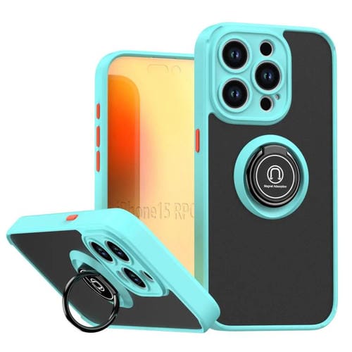 Funda de TPU + PC con anillo para iPhone 15 Pro Q Shadow 1 Series (azul cielo)
