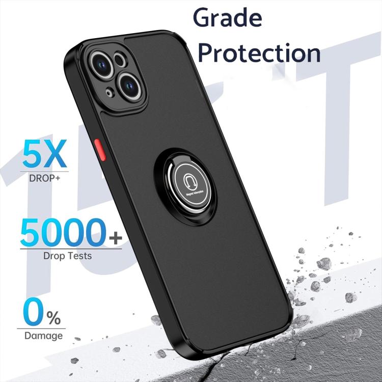 Funda de TPU + PC con anillo para iPhone 15 Plus Q Shadow 1 Series (Negro + Negro)
