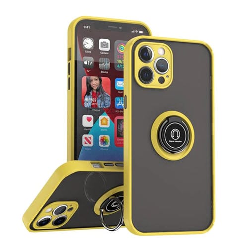Funda de TPU + PC con anillo para iPhone 12 Pro Max Q Shadow 1 Series (amarilla)