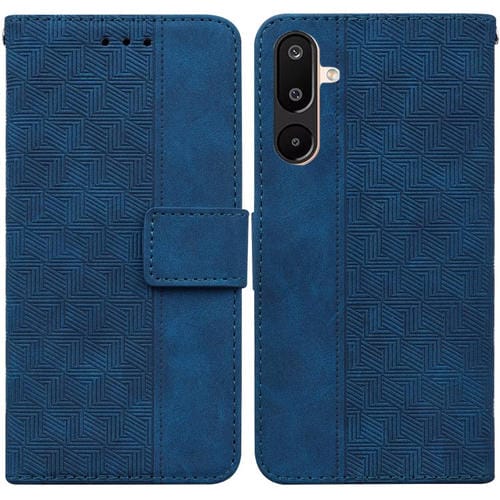 Funda de cuero con relieve geométrico para Samsung Galaxy M16 5G / F16 5G / M36 5G (azul)