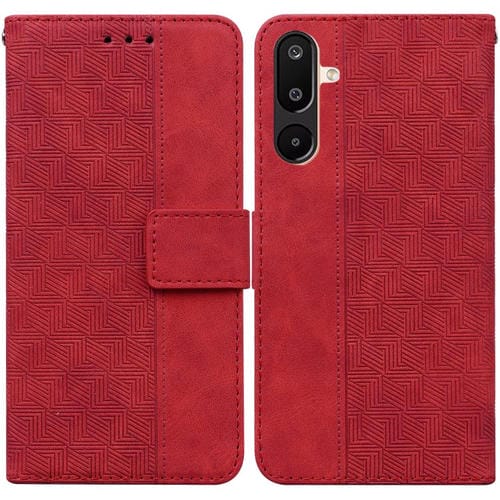 Funda de cuero con relieve geométrico para Samsung Galaxy M16 5G / F16 5G / M36 5G (roja)