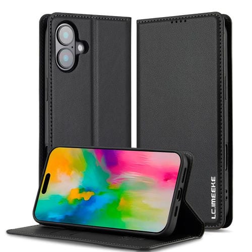 Funda de PU con textura fina esmerilada para iPhone 17 LC.IMEEKE L1 Series (negra)