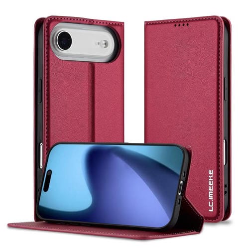 Funda de PU con textura fina esmerilada para iPhone 17 Air LC.IMEEKE L1 Series (Roja)
