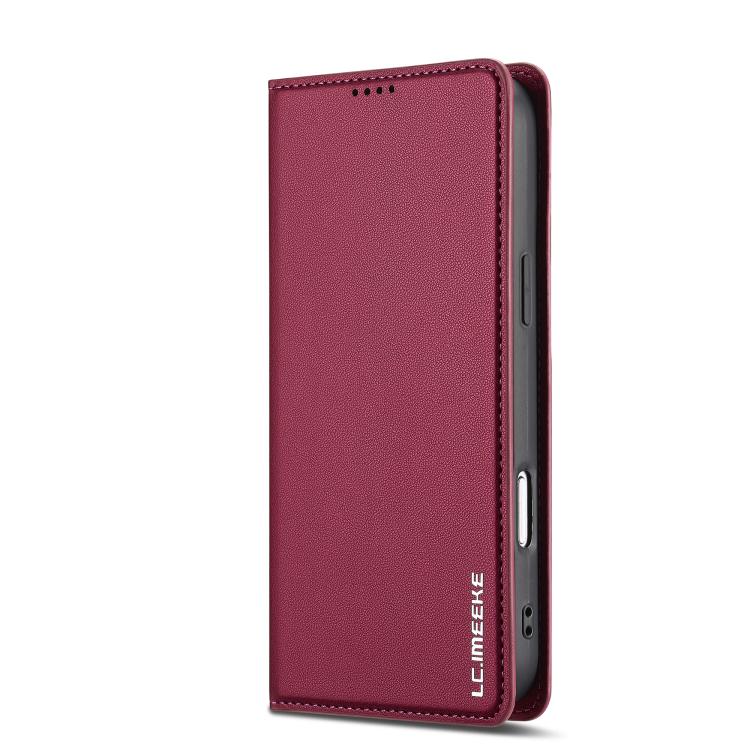 Funda de PU con textura fina esmerilada para iPhone 17 Pro LC.IMEEKE L1 Series (Roja)