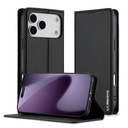 Funda de PU con textura fina esmerilada LC.IMEEKE L1 para iPhone 17 Pro Max (negra)