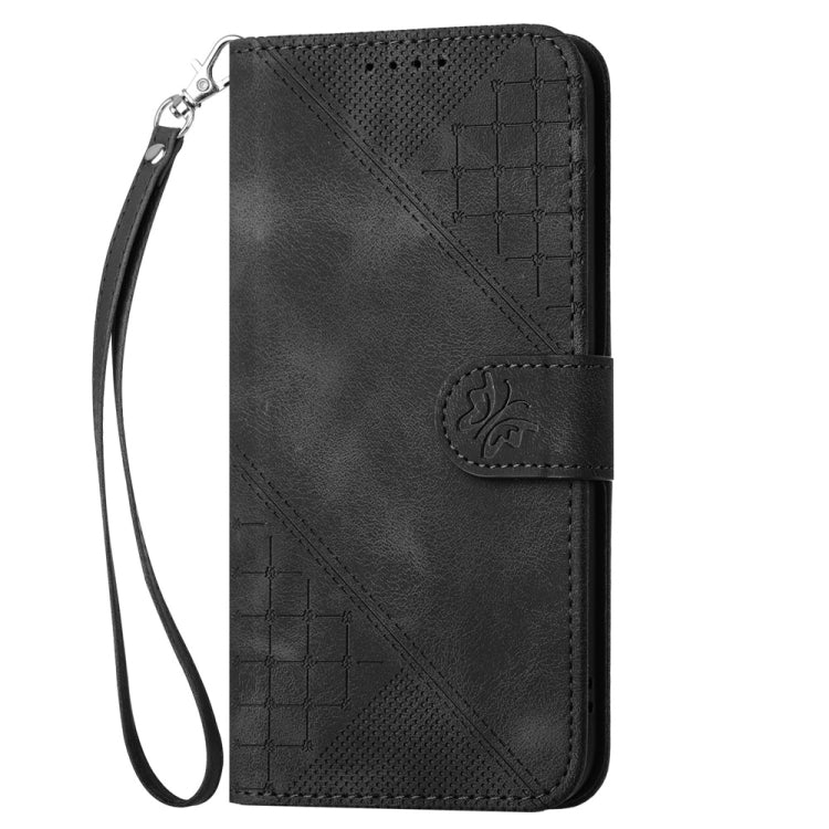 Funda de Cuero con Tapa y Cordón para Infinix Hot 50I Smart 9 Yx0080 con Diseño en Relieve (Negro)
