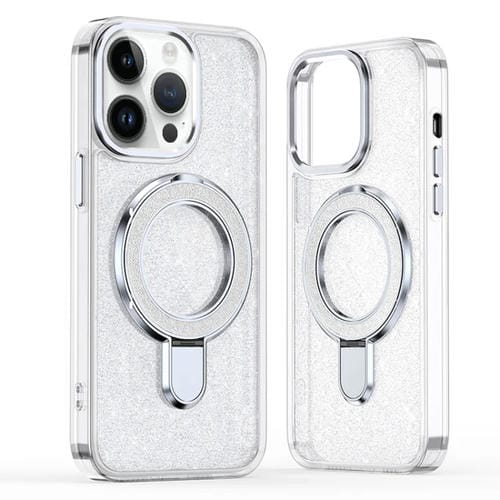 Funda para Teléfono iPhone 12 Pro Max con Soporte de Anillo Purpurina Magsafe (Blanca)