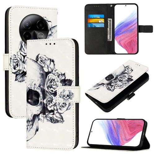 Funda de Cuero con Tapa Horizontal y Pintura 3D para Blu Bold K50 (Calavera)