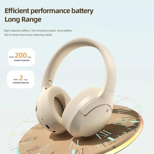 Auriculares Bluetooth NC10 ANC Montados en la Cabeza con Reducción Activa de Ruido (Beige)